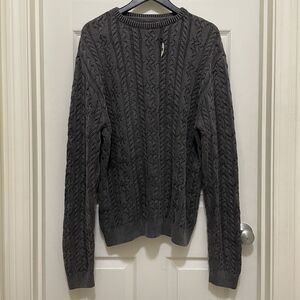 NWT KATIN Heavyweight  Fisherman’s Crew Neck Sweater Cable Knit Black Wash Large
